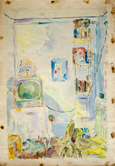 Malerei mit dem Titel "Mandy's apartment" von Mandy Sand, Original-Kunstwerk, Aquarell