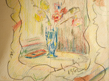 Peinture intitulée "Vase with flowers _…" par Mandy Sand, Œuvre d'art originale, Aquarelle
