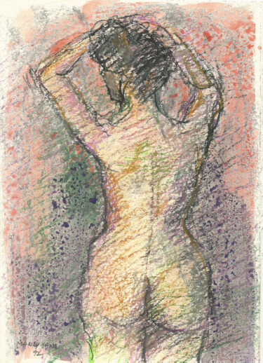 Drawing titled "Nude's back_1" by Mandy Sand, Original Artwork, Ink