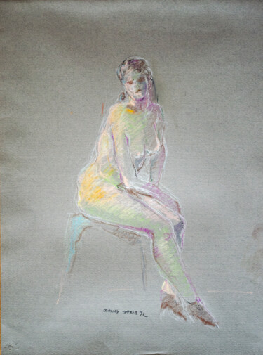 Dibujo titulada "Sitting Nude-5" por Mandy Sand, Obra de arte original, Tinta