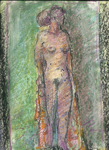 Dibujo titulada "Standing Nude _1" por Mandy Sand, Obra de arte original, Pastel