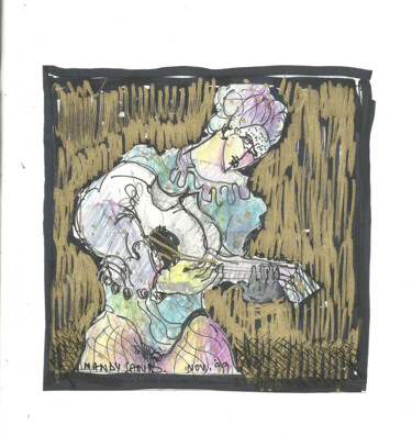 Drawing titled "Guitarist" by Mandy Sand, Original Artwork, Ink