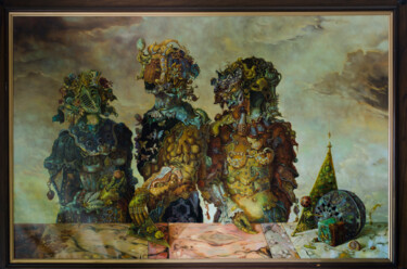 Peinture intitulée "Three Characters" par Mandy Sand, Œuvre d'art originale, Huile