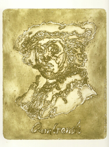 Printmaking titled "Homage to Rembrandt" by Mandy Sand, Original Artwork, Engraving
