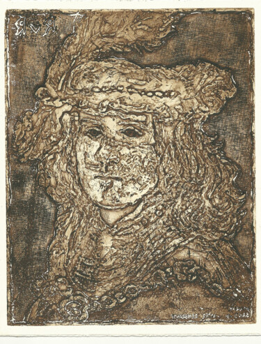 Printmaking titled "Homage to Rembrandt…" by Mandy Sand, Original Artwork, Engraving
