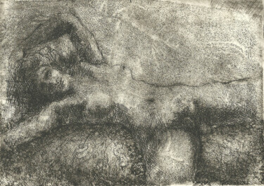 Estampas & grabados titulada "Lying nude - etching" por Mandy Sand, Obra de arte original, Grabado