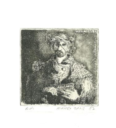 Incisioni, stampe intitolato "Pan flute Player" da Mandy Sand, Opera d'arte originale, incisione
