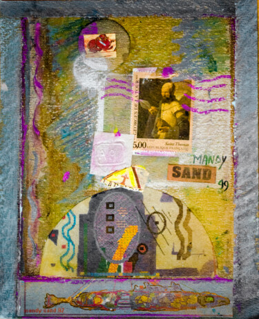 Collages intitulée "Stamp of St. Thomas" par Mandy Sand, Œuvre d'art originale