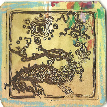 Estampas & grabados titulada "Dragon" por Mandy Sand, Obra de arte original, Aguafuerte