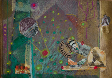 Collages intitulée "Bird and stamp" par Mandy Sand, Œuvre d'art originale, Autre