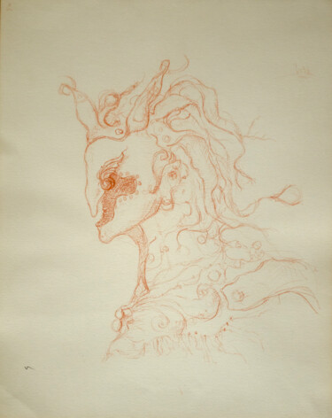 Drawing titled "Mephisto" by Mandy Sand, Original Artwork, Conté