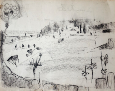 Drawing titled "Landscape and build…" by Mandy Sand, Original Artwork, Chalk