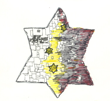 Drawing titled "The yellow patch" by Mandy Sand, Original Artwork, Ink