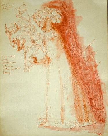 Disegno intitolato "Woman and head of M…" da Mandy Sand, Opera d'arte originale, Gesso