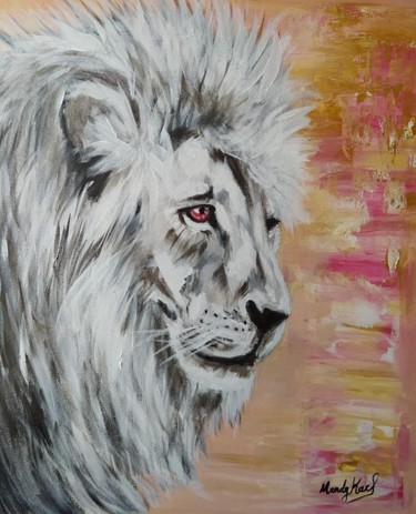 Painting titled "LE LION" by Mandy Karl, Original Artwork, Acrylic