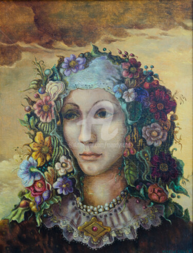 Woman portrait Картина под названием "Woman portrait" - Mandy Sand, Подлинное произведение искусства, Масло