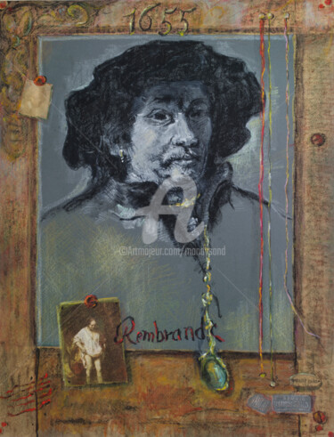 Collages intitulée "Rembrandt  1655" par Mandy Sand, Œuvre d'art originale, Papier