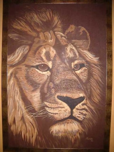 Painting titled "Lion" by Amanda Swiegers, Original Artwork