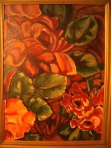Painting titled "Abstract Flowers" by Amanda Swiegers, Original Artwork