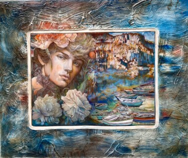 Painting titled "Der Eros des Meeres" by Manfred Beck-Arnstein, Original Artwork, Pencil Mounted on Wood Panel