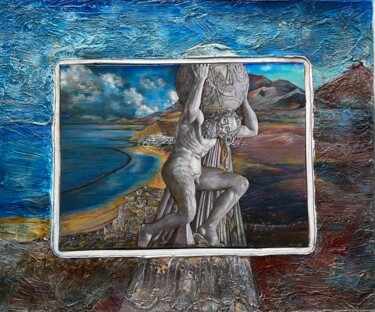 Painting titled "Der kleine Atlas III" by Manfred Beck-Arnstein, Original Artwork, Pencil Mounted on Wood Panel