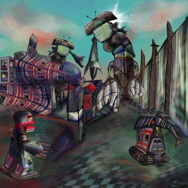 Arte digital titulada "Who Let's The Robot…" por Manfred Hoppe, Obra de arte original, Pintura Digital