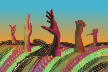 Grafika cyfrowa / sztuka generowana cyfrowo zatytułowany „Hands in the air” autorstwa Manfred Hoppe, Oryginalna praca, Malar…