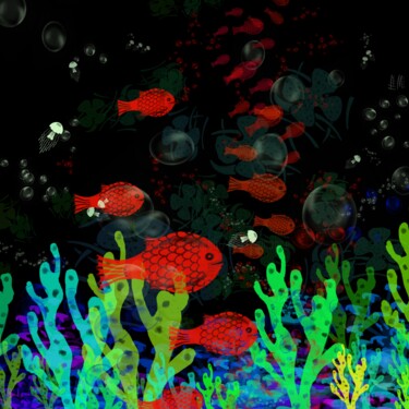 Digitale Kunst mit dem Titel "Meersglück" von Manfred Hoppe, Original-Kunstwerk, 2D digitale Arbeit