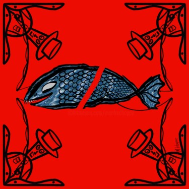 Digitale Kunst mit dem Titel "Der Letzte Fisch" von Manfred Hoppe, Original-Kunstwerk, 2D digitale Arbeit