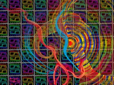 Digitale Kunst mit dem Titel "Radio Wellen" von Manfred Hoppe, Original-Kunstwerk, Digitale Malerei