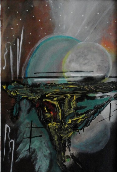 Malerei mit dem Titel "Space" von Manfred Ruehrich, Original-Kunstwerk, Acryl