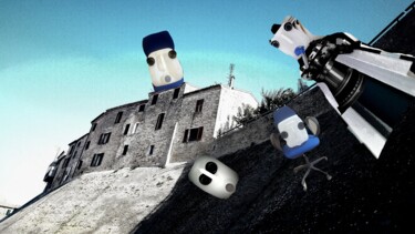 Digitale Kunst mit dem Titel "Le jeu des poubelle…" von Mangani', Original-Kunstwerk, Fotomontage