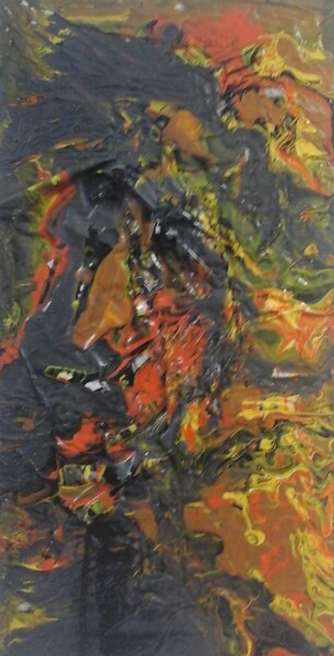 Pittura intitolato "sciamano" da Mangani', Opera d'arte originale, Smalto Montato su Pannello di legno