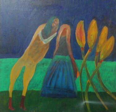 Painting titled "la danza dei fiori" by Mangani', Original Artwork, Acrylic
