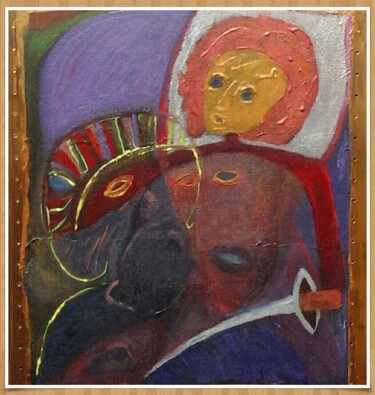 Painting titled "Arcangelo" by Mangani', Original Artwork, Acrylic Mounted on Wood Panel