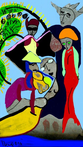 Arte digitale intitolato "I due cavalieri dal…" da Mangani', Opera d'arte originale, Pittura digitale