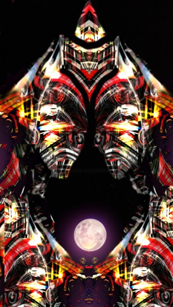 Digital Arts titled "Lovely Moon" by Mangani', Original Artwork, Digital Painting