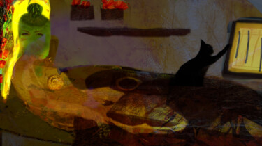 Digital Arts titled "Il gatto e la mosca" by Mangani', Original Artwork, Digital Painting