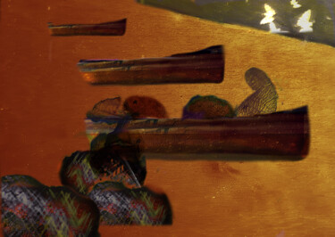 Arts numériques intitulée "le barche e la rete…" par Mangani', Œuvre d'art originale, Peinture numérique