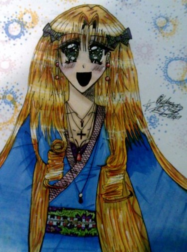 Dessin intitulée "Magical kimono girl…" par Mangapanda, Œuvre d'art originale, Autre