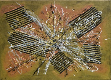 Painting titled "Reflets doré" by Pascal Mangeot, Original Artwork, Acrylic