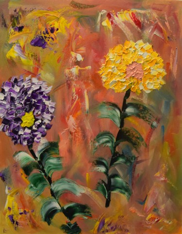Peinture intitulée "Floralies" par Pascal Mangeot, Œuvre d'art originale, Huile
