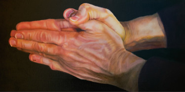 Painting titled "My husband’s hands" by Manon Germain, Original Artwork, Oil