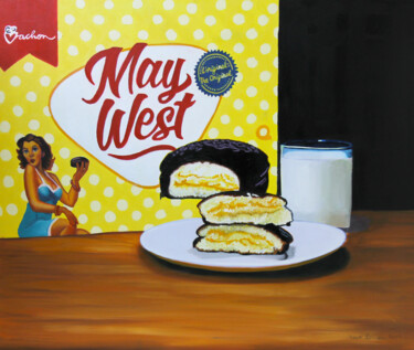 Malerei mit dem Titel "May west" von Manon Germain, Original-Kunstwerk, Öl