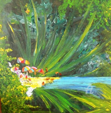 Peinture intitulée "Ayiti #2 : Au bord…" par Mango Park, Œuvre d'art originale, Acrylique