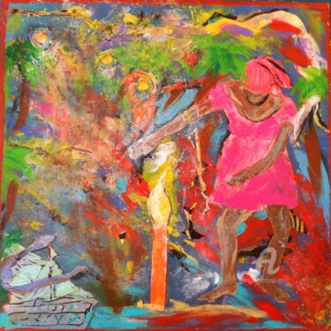Pintura intitulada "Ayiti #3 : Danse à…" por Mango Park, Obras de arte originais, Acrílico