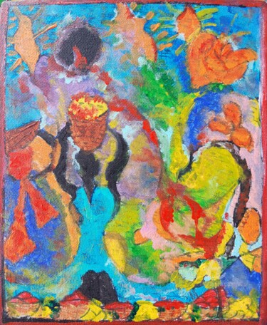 Ζωγραφική με τίτλο "Ayiti #5 : Enchante…" από Mango Park, Αυθεντικά έργα τέχνης, Ακρυλικό Τοποθετήθηκε στο Ξύλινο φορείο σκε…