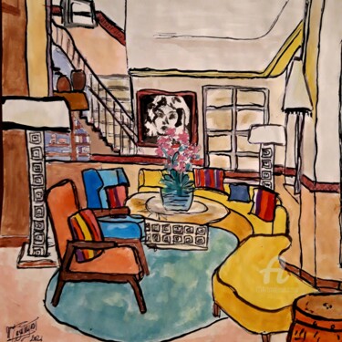 Drawing titled "Art Deco Inspiration" by Mango Park, Original Artwork, Watercolor