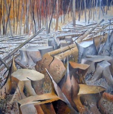 Malerei mit dem Titel "Wald" von Aivars Mangulis, Original-Kunstwerk, Öl