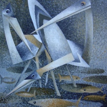 Malerei mit dem Titel "Teich-sold" von Aivars Mangulis, Original-Kunstwerk, Öl